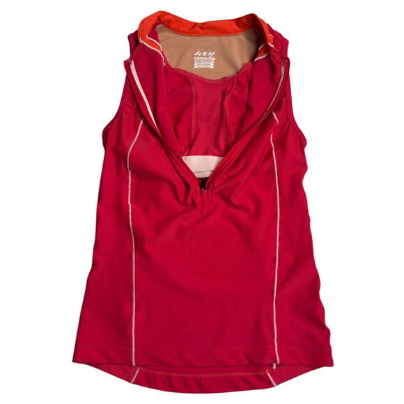 ZOOT 1/2 Zip Cycling Tank Top Built-in-Bra Womens XS Pink Barbiecore Activewear - Picture 2 of 5